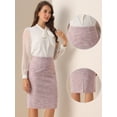 thumbnail image 2 of DARING DIVA Women's Tweed High Waist Plaid Pencil Skirts S Pink, 2 of 5