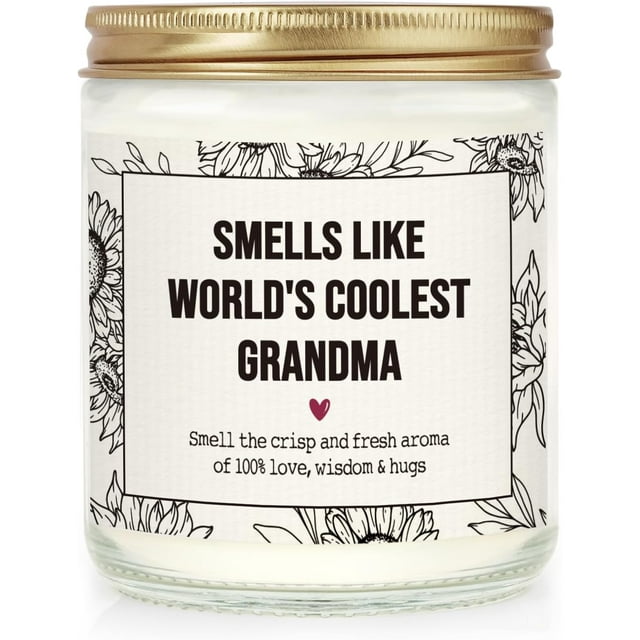 Shqiueos Jar Candle, Coolest Grandma, Lavender Scented, Rustic, 7 Oz, Up to 35 Hours Burn