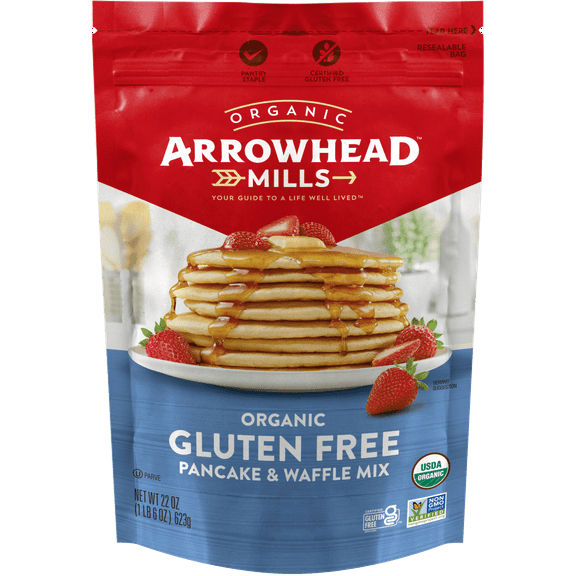 Arrowhead Mills Gluten Free Pancake & Waffle Mix, Organic, 22 Ounce Bag (pack of 6)