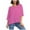 Hot Pink, variant on Womens T Shirts Three Quarter Sleeve Round Neck Linen Crop Casual Blouse Top Plus Size Black One Size