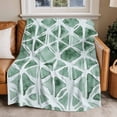 thumbnail image 2 of Abstract Color Blcok Flannel Blanket for Bed,Travel and Camping, Sage Green Modernism Watercolor Super Soft Cozy Blanket for All Seasons 60"x80", 2 of 7