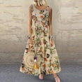 thumbnail image 2 of JINMGG Summer Dresses 2024, Dresses for Women 2024 Fashion Women Summer Casual Print Round-Neck Sleeveless Vest Long Dress Yellow S, 2 of 8