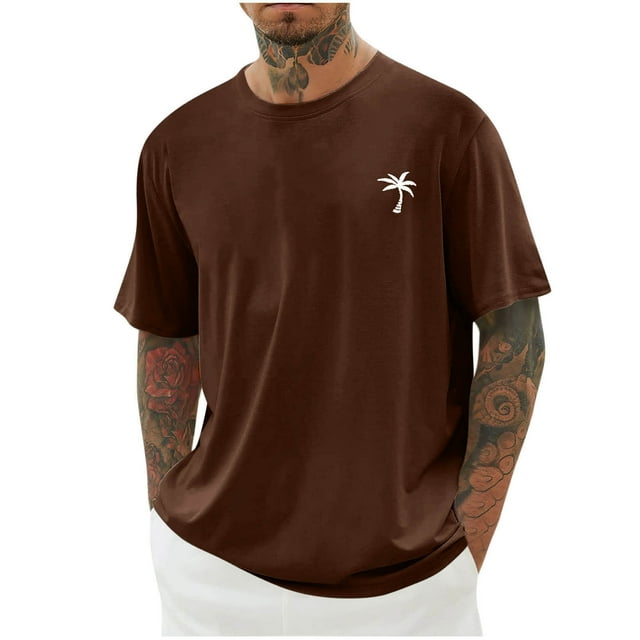 DPTALR Hommes Col Rond Casual Manches Courtes Col Rond Chemisiers Chemises