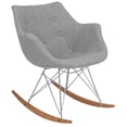 thumbnail image 4 of Modern Upholstered Rocking Chair – Small Accent Chair for Nursery, Kids, or Living Room | Nursing Chair with Curved Back & Wood Rocker Legs, Grey, 4 of 7