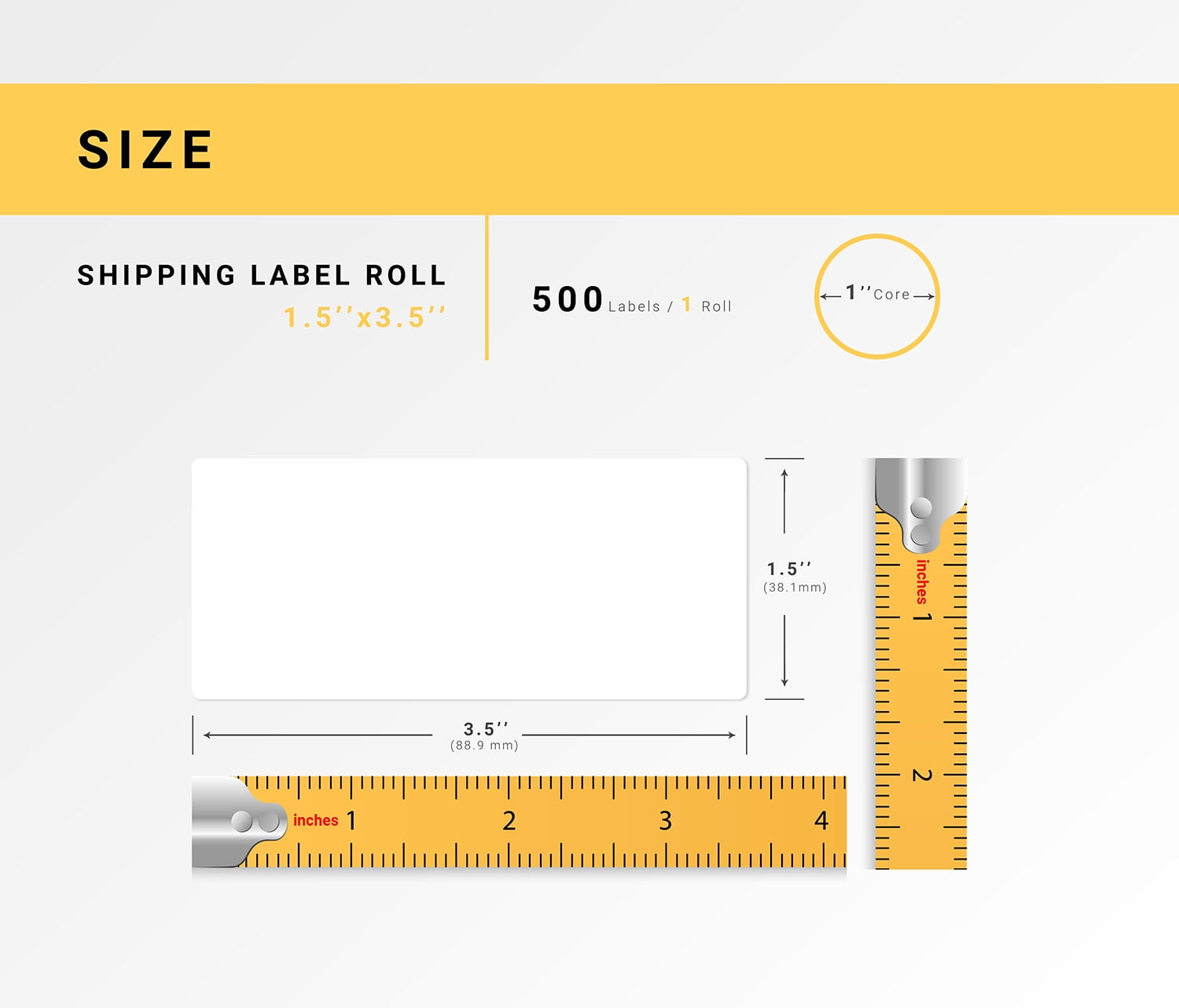 HOUSELABELS 1.5" x 3.5" Multipurpose Labels on 1" Core Compatible With Zebra and Rollo Printers, 12 Rolls / 500 Labels per Roll