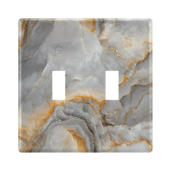 2 Gang Light Switch Cover Plate Marble Texture Wall Plate Decorate Electrical Outlet Cover Plates 4.56”x4.48”