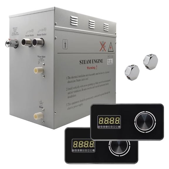 Steam Planet GH12LBA Superior Encore 12 kW Self-Draining Steam Bath Generator Kit & Dual Horizontal Digital Keypad, Black