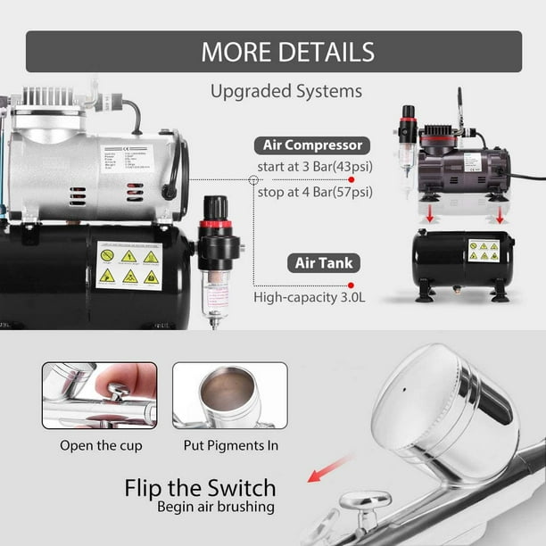 VIVOHOME 110-120V Professional Airbrushing Paint System with 1/5 HP popular Air Compress