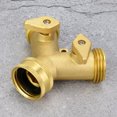 TUMALL 3/4 Double Outlet Brass Ball Valve Hose Connector Adapter For