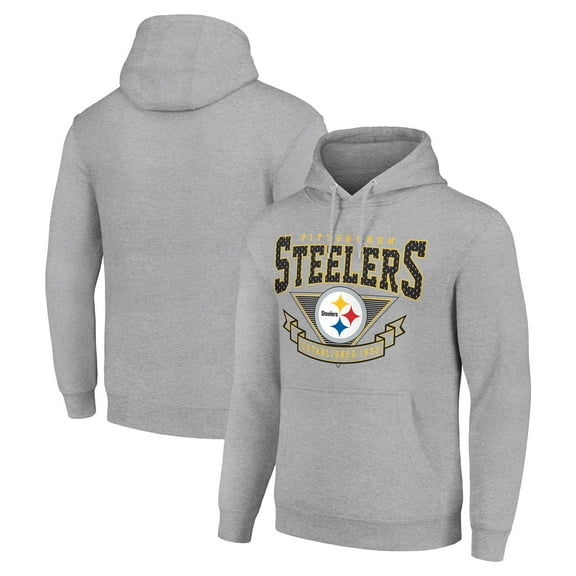 Men's Starter Heather Gray Pittsburgh Steelers -80s Inspired Pullover Hoodie