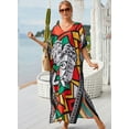 thumbnail image 5 of EDOLYNSA Plus Size Kaftan Dress for Women Swim Cover Up Long Casual Summer Outfit Loose Lounge Wear, 5 of 6