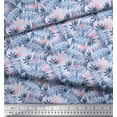 thumbnail image 2 of Soimoi Blue polyester Crepe Fabric Pecan Leaves Print Sewing Fabric Yard 42 Inch Wide, 2 of 3