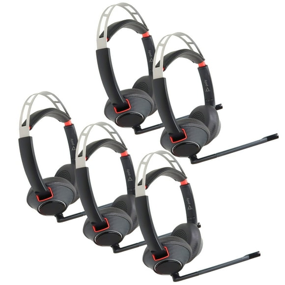 5x Poly Blackwire 5220 Stereo Wired Headset, Dual Ear Computer Headset with Boom Mic, USB-A, 3.5mm to Connect to PC, Mac, Tablet and Cell Phone