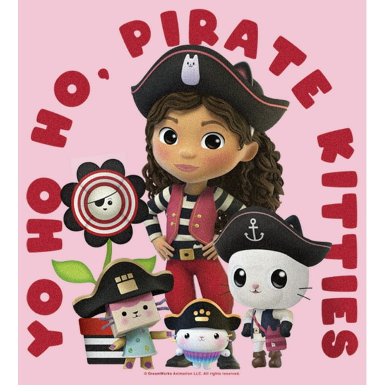 Girl s DreamWorks Gabby s Dollhouse Yo Ho Ho Pirate Kitties Graphic Tee Light Pink Medium
