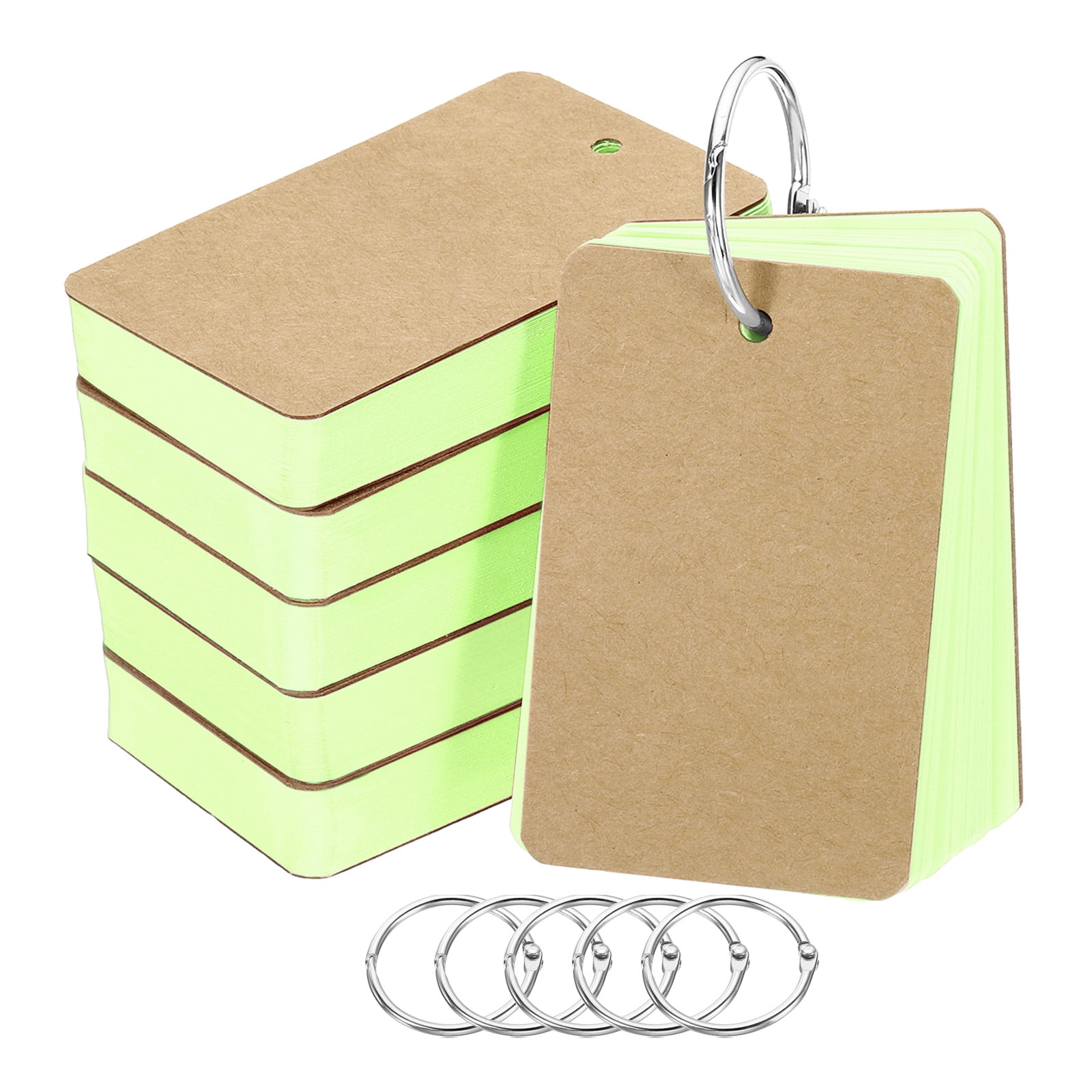 Uxcell 3.5" x 2" Blank Flash Cards with Rings Study Cards Index Cards
