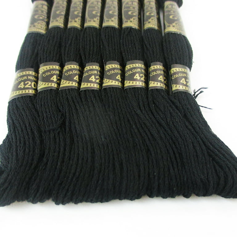 Iba Indianbeautifulart Stranded Cotton Thread Floss Cross Stitch Hand Embroidery Pack of 25 Skeins-Black
