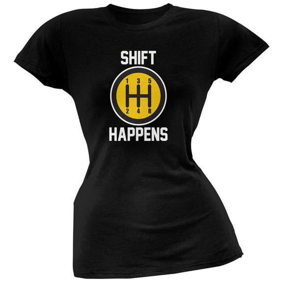 Shift Happens Black Soft Juniors T-Shirt - Small