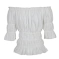 thumbnail image 3 of Pirate Shirt Women Boho Blouse Off Shoulder Ruffle Shirts White S, 3 of 4