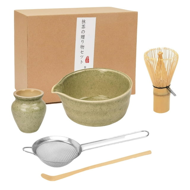 Premium Matcha Tea Set with Whisk Ceramic Bowl & Holder–Matcha Making Kit for Traditional Japanese Tea–Ideal Matcha Set for Beginners And