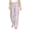 thumbnail image 2 of Goofa Cute Rabbit Flower Printed Soft Pajama Pants for Women, Wide Leg Comfy Casual Lounge Yoga Pants-Small, 2 of 9