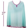 thumbnail image 6 of Brybelly Women's Beach Poncho with Pom-Pom Trim, Mint Raspberry, 6 of 7