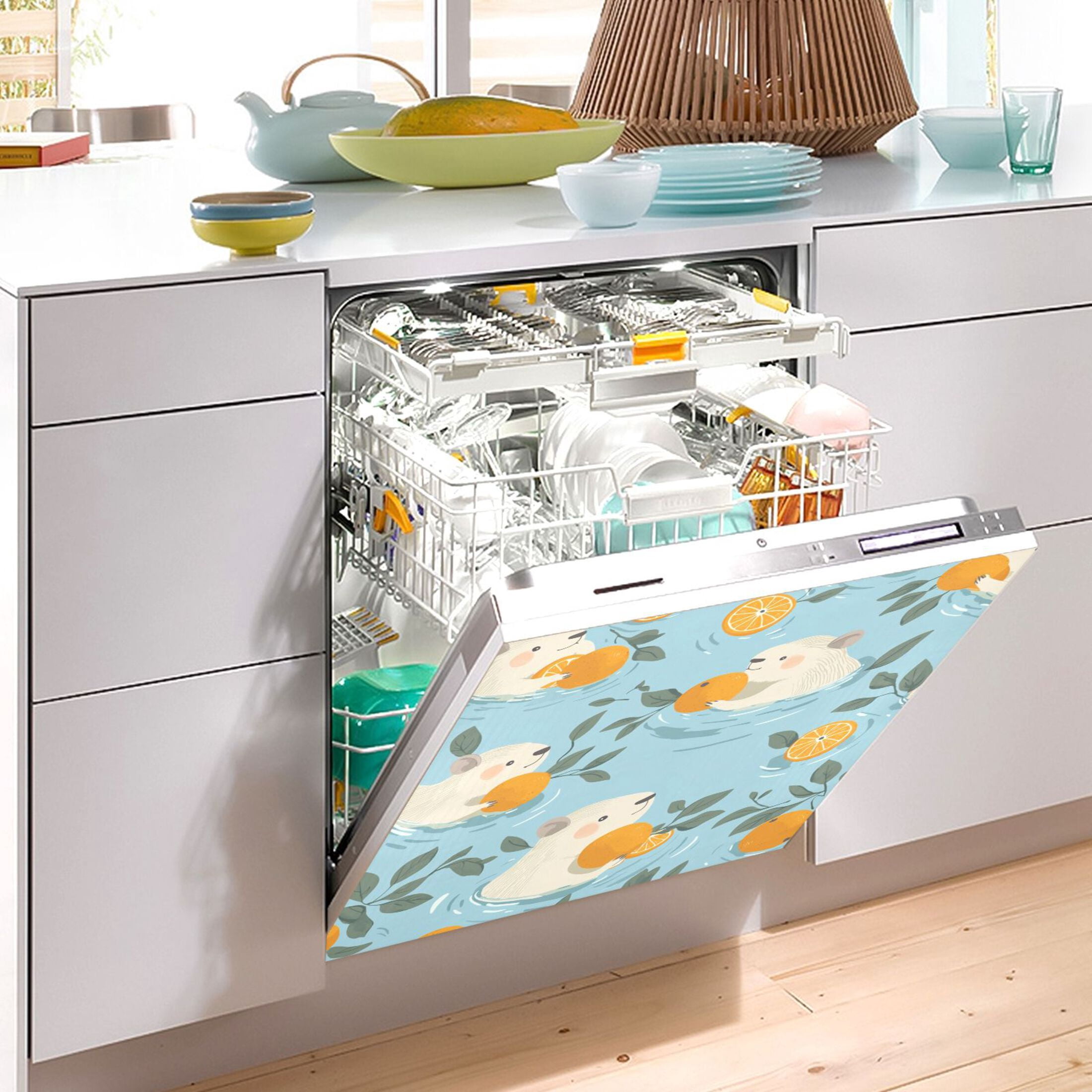 Dishwasher Magnetic Sticker 23x26 Inch Refrigerator Magnetic Sticker Washing Machine Magnetic Sticker Kitchen Panel Magnetic Sticker Home Decor Cool Cartoon Mizasse
