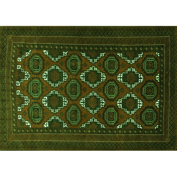 Ahgly Company Indoor Rectangle Persian Green Traditional Area Rugs, 2' x 4'