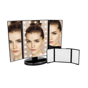 Impressions Vanity Touch and Go Trifold Makeup Mirror Bundle with Standing Base (Black)