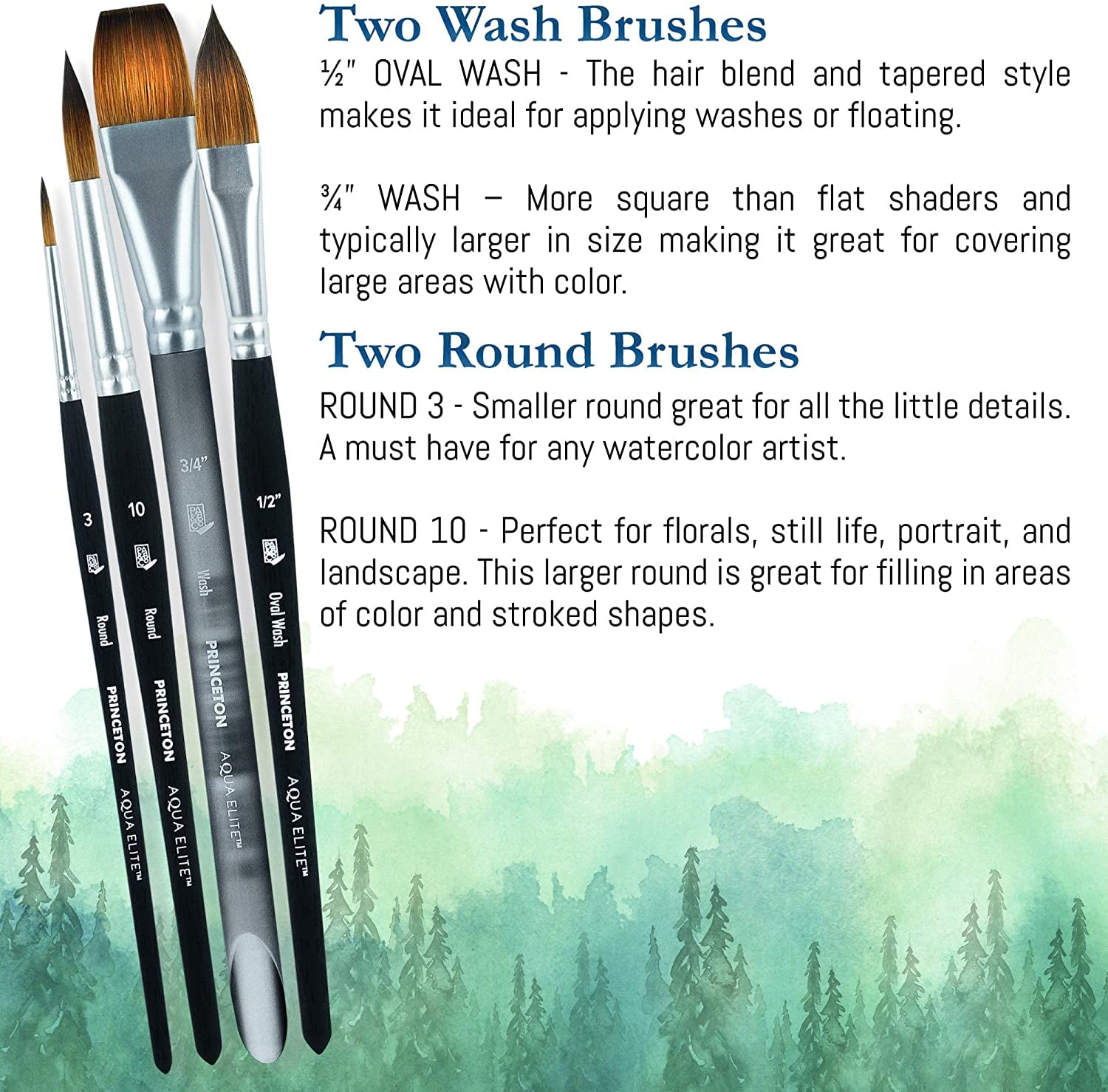 Princeton Artist Brush Co. Aqua Elite 4850 Series, 4-Piece