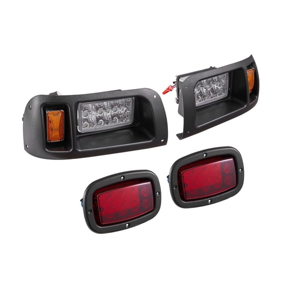 12V Golf Cart LED Headlight & Tail Light Kit for EZGO TXT 1996-2013, Complete Wiring Harness, Bright Lights, Weatherproof, Easy Install