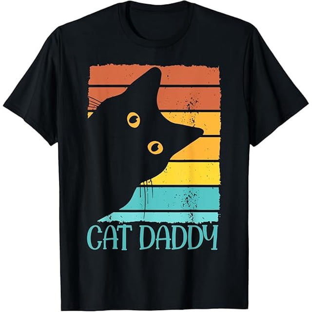 Cat Daddy Retro Black Cat Funny - Camiseta para hombre y mujer