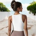 thumbnail image 5 of Women's High Impact Solid Color Ribbed Crop Tank Top- X Large, White, 5 of 7