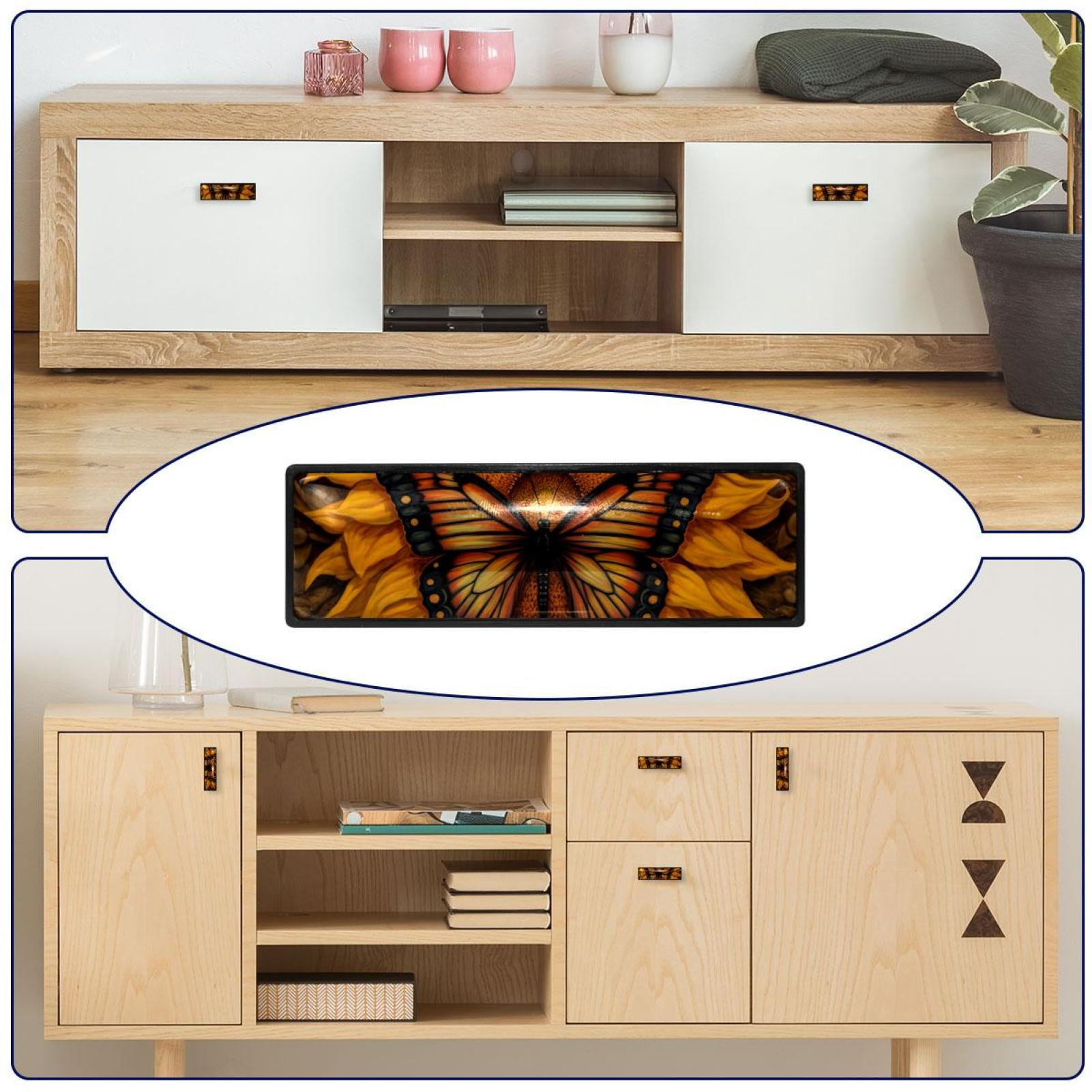 HemaKayy 4 Pack 3.6" Decorative Cabinet Pulls - Durable & Long-lasting | Easy Installation | Elegant & Stylish Decor for Home, Kitchen Bedroom Furniture Handles | Sunflower and Orange Butterfly