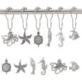 thumbnail image 2 of 12 anillos para cortina de ducha con temática oceánica, 6 estilos, ganchos de hierro para cortina de ducha, anillos con colgantes de aleación de animales y estrellas de mar, 2 of 8