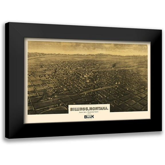 Wellge 14x10 Black Modern Framed Museum Art Print Titled - Billings Montana - Wellge 1904