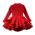 thumbnail image 4 of Vestido NNJXD Suéter de punto rojo para niñas, manga larga, otoño-invierno, 4 of 7