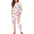 thumbnail image 4 of DISNIMO Cat Flower Print Print Pajama Sets for Womens Long Sleeve Sleepwear and Long Pants Soft Comfy Lounge Sets Full-Length Loungewear 2 Piece Crew Neck Pj Set Nightwear, L, 4 of 7