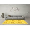 thumbnail image 3 of Ahgly Company Machine Washable Indoor Round Oriental Yellow Modern Area Rugs, 5' Round, 3 of 4