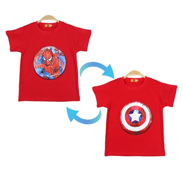 Été Garçons T-shirt Vêtements 1 Morceau De Paillettes Changer Graphiques  Coton Enfants Mode Décontractée Enfants Tops 3-8 Ans 