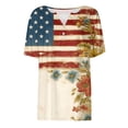 thumbnail image 4 of Vetsdori Summer T Shirts for Women American Flag 3/4 Sleeve Pullover Red White and Blue V-Neck Graphic 4th of July,Independence Day Casual Juniors Tops Fashion, 4 of 5