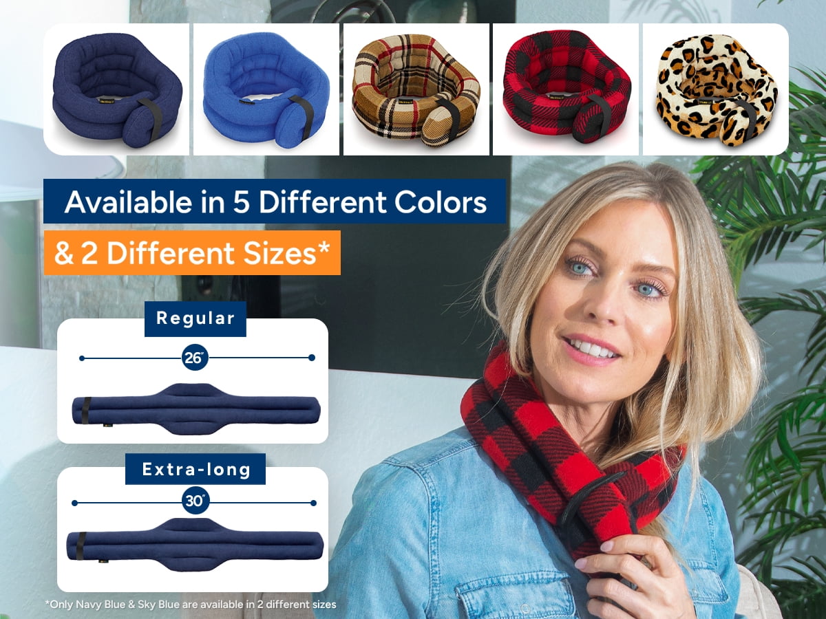 SunnyBay Microwave Heating Pad, Microwavable Heated Neck and Shoulder Wrap, Hands-Free Weighted Moist Hot or Cool Pack, Soft Fleece Cover and Flaxseed Filling, 27x7, Buffalo Plaid