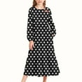 thumbnail image 2 of MKOSPLRT Robe Maxi Fille Manches Longues Imprimé à Pois Robe Longue Col Rond Robe Vintage de Soirée Robe Décontractée à Volants avec Poche 4-15 Ans, 2 of 7