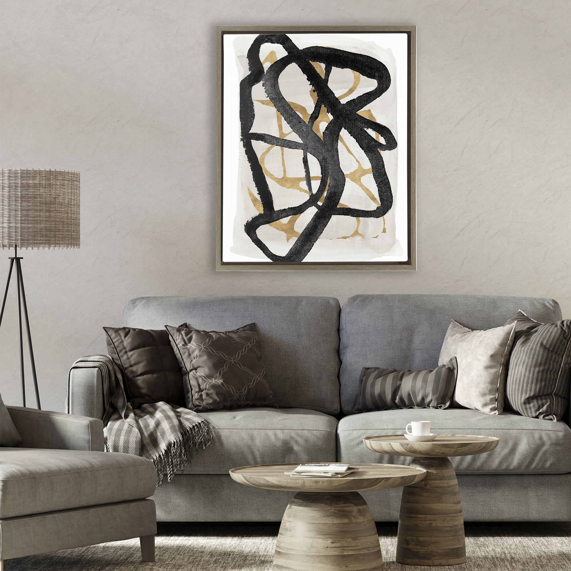 Stupell Industries Expressive Hindsight in Black Brown Framed Floater Canvas Wall Art, design by Lucille Price