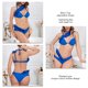 thumbnail image 5 of 2 pack mujeres traje de baño plisado Encaje recogida correa espagueti bikini Top con cintura alta bañador royalblue L, 5 of 6