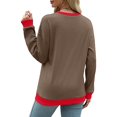 thumbnail image 4 of Holzkary Womens Sweatshirts Color Block Long Sleeve Tops Fall Casual Crewneck Shirts Trendy Loose Fit Tunics Top Loose Top Sweatshirt Crew Neck Loose Top with Color Decorative Edge Fashion Brown L, 4 of 4