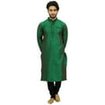 thumbnail image 2 of Atasi Designer Indian Ethnic Men's Green Kurta Pyjama Long Dupion Shirt-S, 2 of 7
