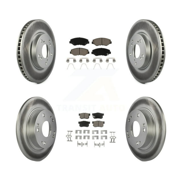 Transit Auto Front Rear Coated Disc Brake Rotors and Ceramic Pads Kit for Car 2015 Honda Civic EX with Coupe Manual transmission KGC-100872