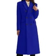 thumbnail image 2 of Women'S Classic Notched Lapel Double-Breasted Warm Pea Coat Overcoat with Pockets Blue XL, 2 of 4