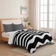 thumbnail image 5 of Twin Quilt Set 68''x86'', Black Moire Ombre Lightweight Summer Bedspread Coverlet Set with 2 Pillow Shams, Water Ripple Stripe Farmhouse Breathable All Season Quilt Bedding for Dorm/Bedroom, 5 of 9