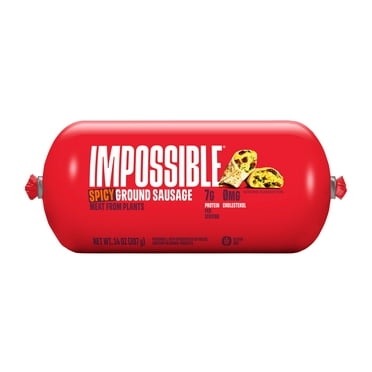 Impossible Foods Spicy Ground Sausage Meat from Plants, Raw, 14 oz Tube (Frozen)